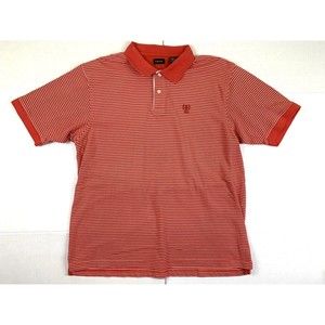 Izod Mens XL Polo Red Shirt Short Sleeve Collared Logo Casual Striped White